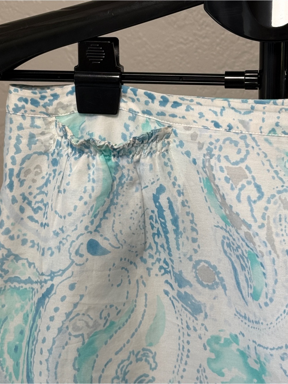 Pendleton Blue Aqua Paisley Cotton Silk A-Line Skirt Lined Front Pockets Size 8 - Picture 2 of 7